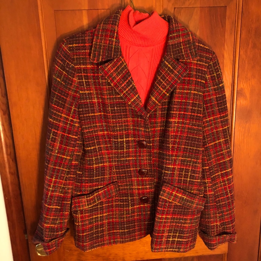 Tweed Blazer with coordinating turtleneck.